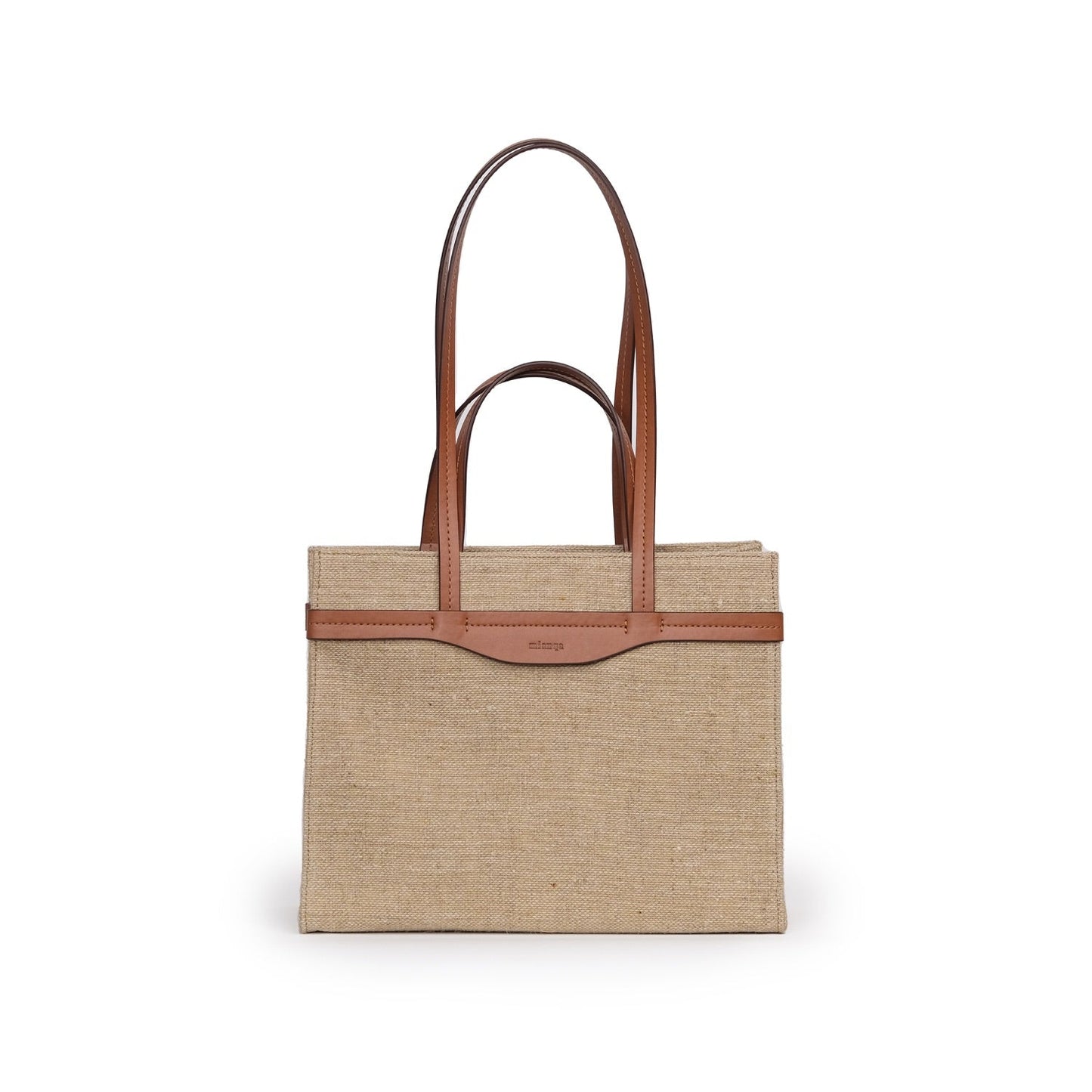 Vegan Elma Derisi ve Jüt Kumaş Orta Boy Tote Çanta
