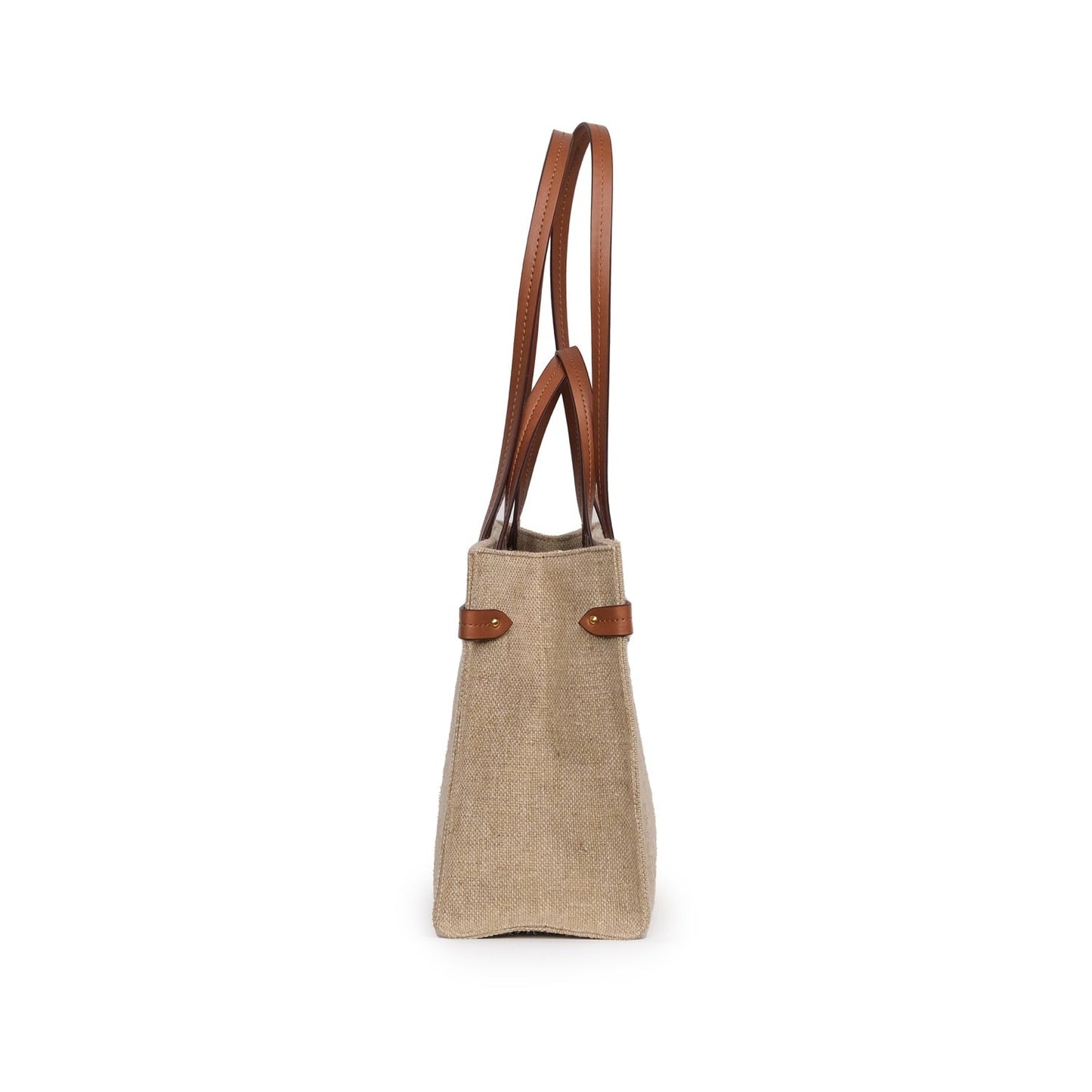 Vegan Elma Derisi ve Jüt Kumaş Orta Boy Tote Çanta