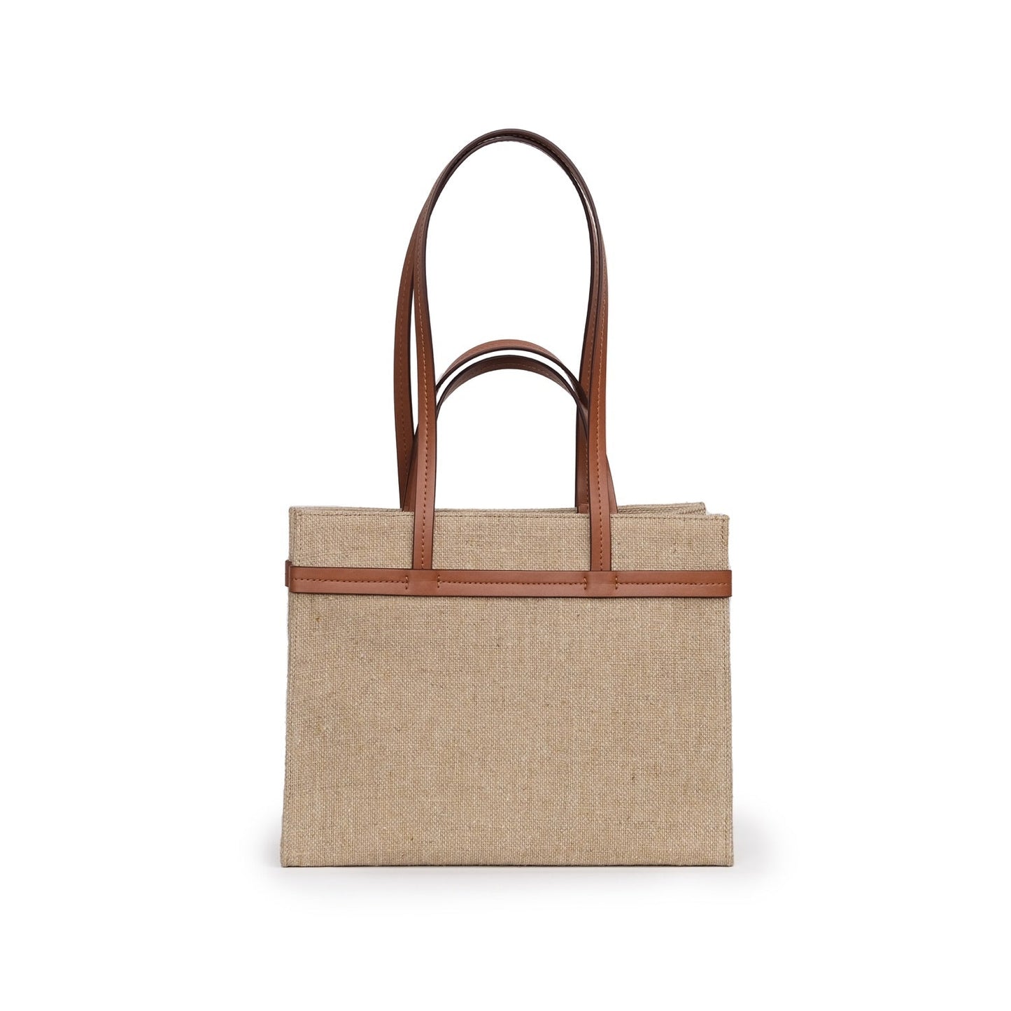 Vegan Elma Derisi ve Jüt Kumaş Orta Boy Tote Çanta