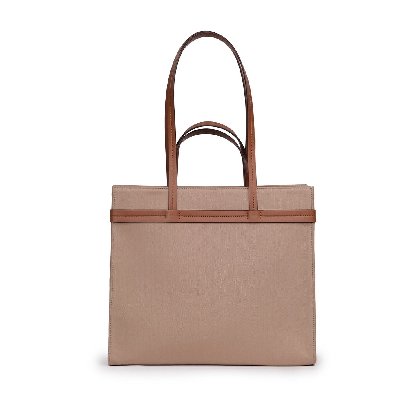 Vegan Apple Leather & Fabric Large Tote Beige
